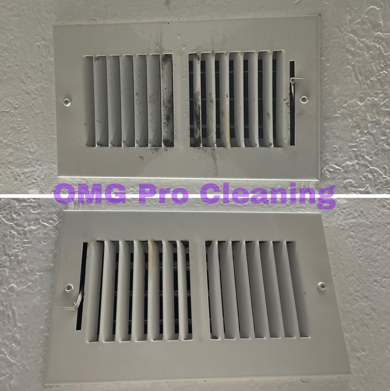 Air vent before and after cleaning